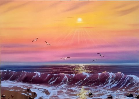 Закат и чайки (в частной коллекции)